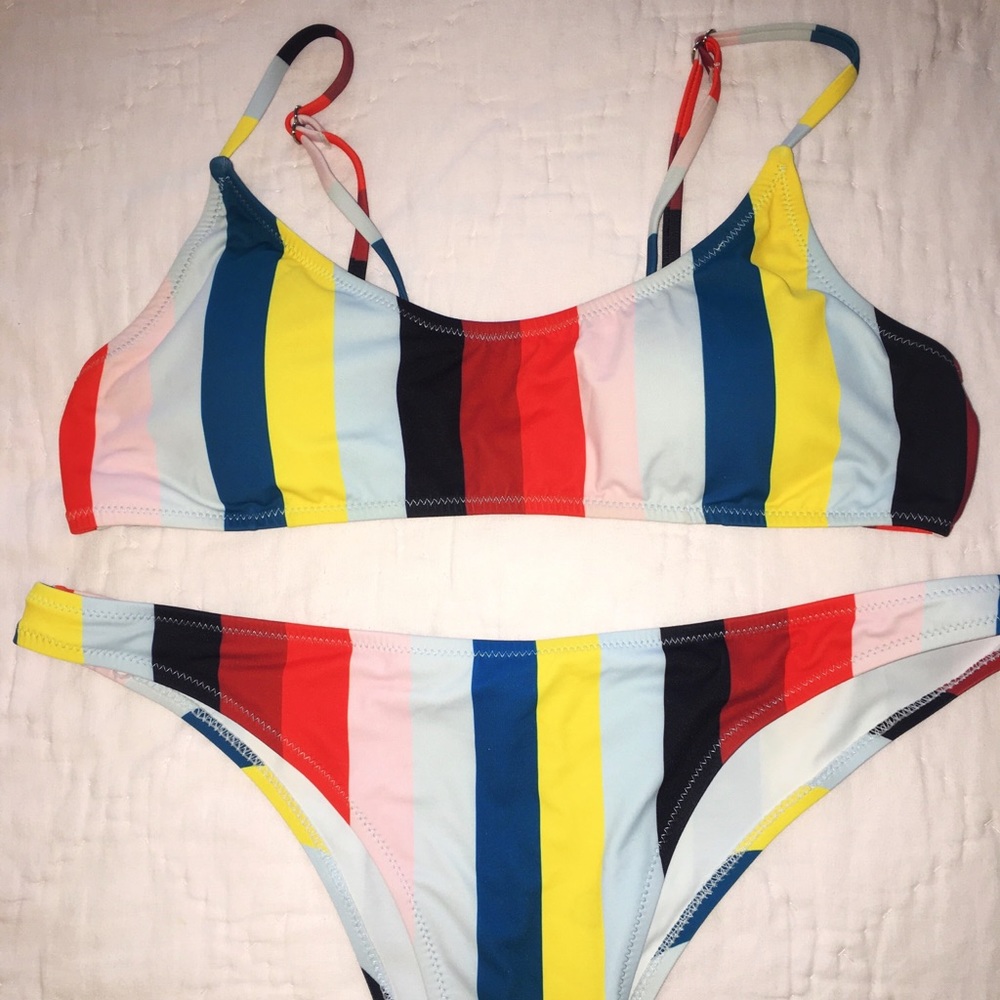 Multicolored  Striped Bikini Set!